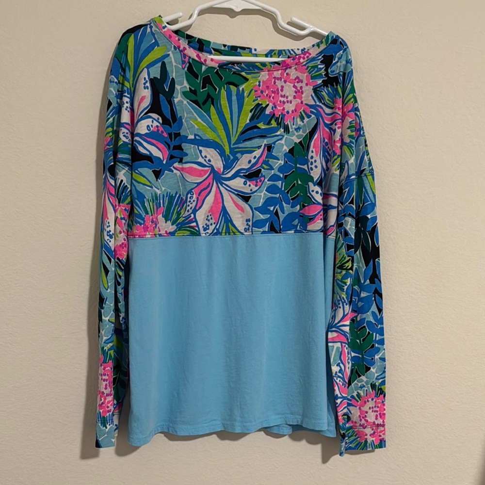 Lilly Pulitzer Girls Floral Finn Top XL EUC